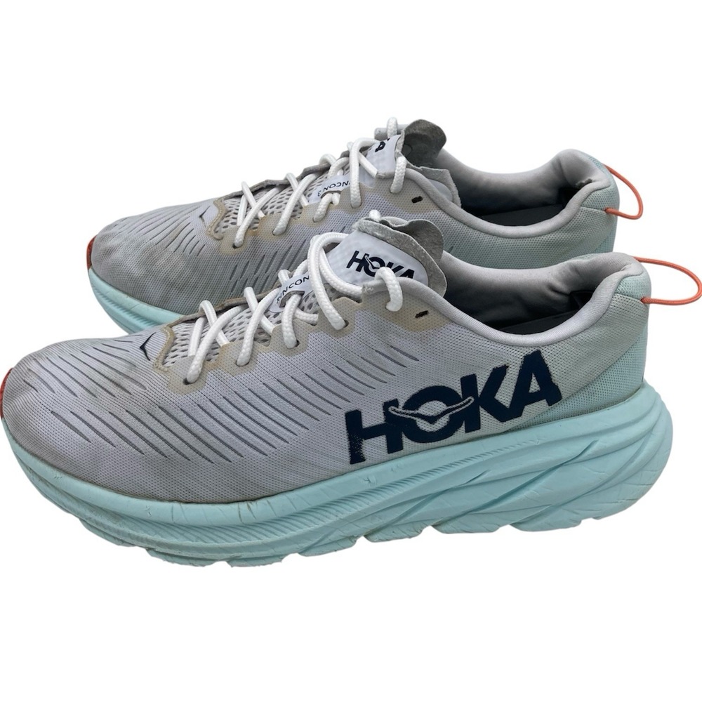 Hoka One One Rincon 3 Womens Sz 7B White Blue Glass Running Shoes 1119396 WBGL